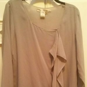Grey flowy front dress blouse